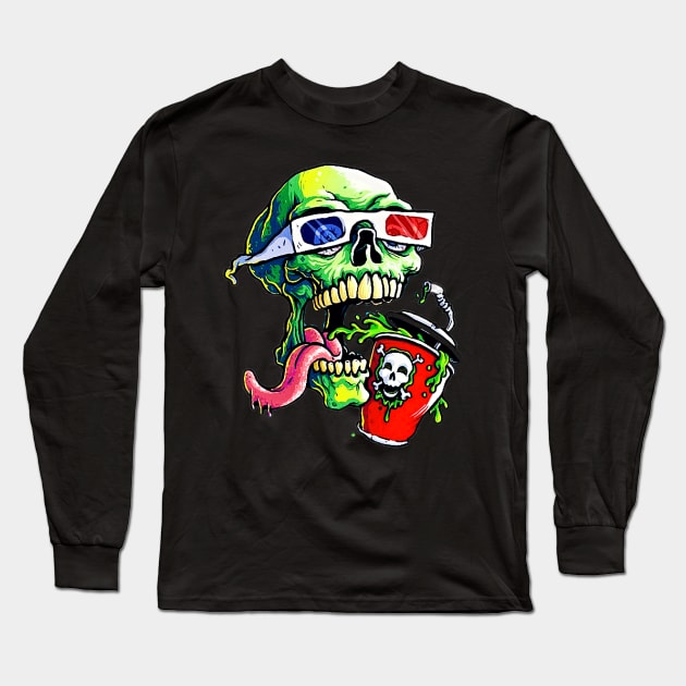 skull 3d movie time 1 Long Sleeve T-Shirt by NmakersArt